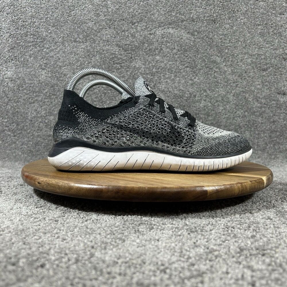 Nike Free RN Flyknit 942839-101 Women's Size 8.5 Gray Black Oreo Running Shoes